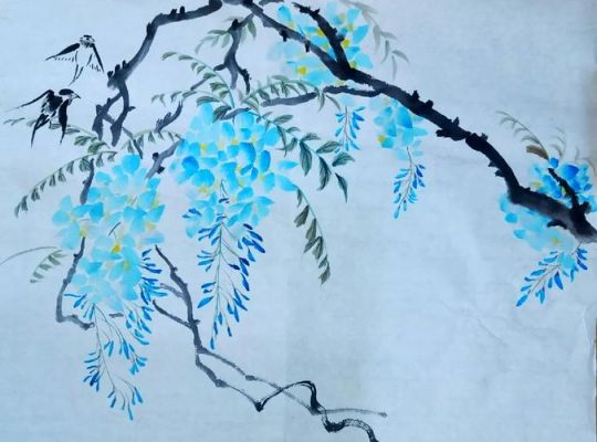 「国画必学系列」紫藤花的画法来啦!把李白的《紫藤树》画出来