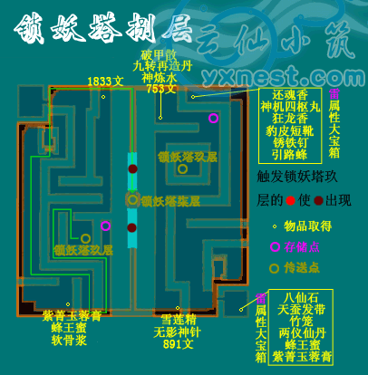 仙剑奇侠传3锁妖塔4层走法及地图